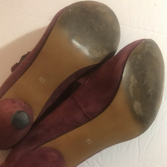 HINGE STRAPPY PUMPS MAROON WINE COLORED PURPLE SOFT SZ 8.5 - Picture 8 of 9